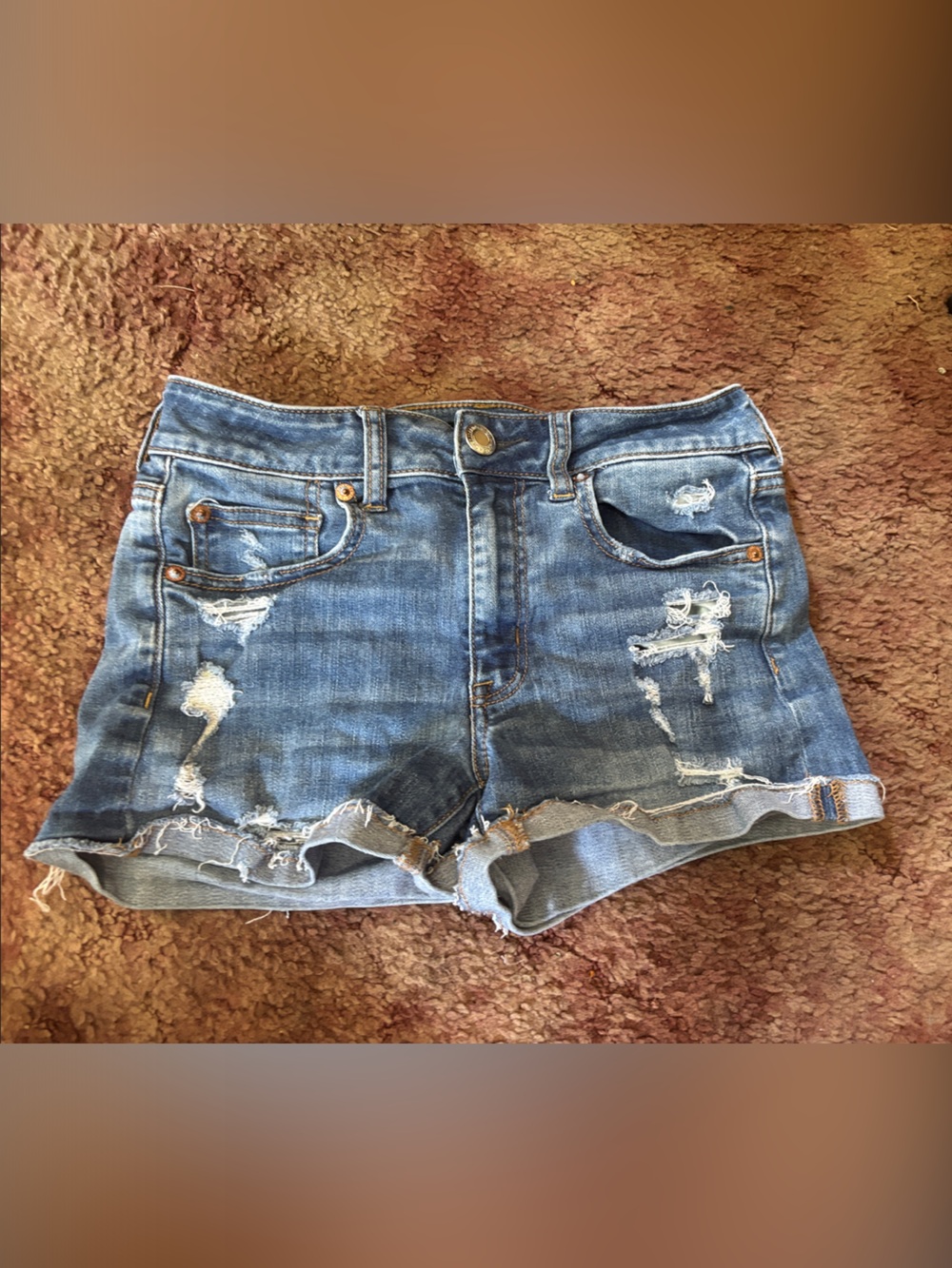 American Eagle Outfitters Blue Distressed Denim Cutoff Shorts